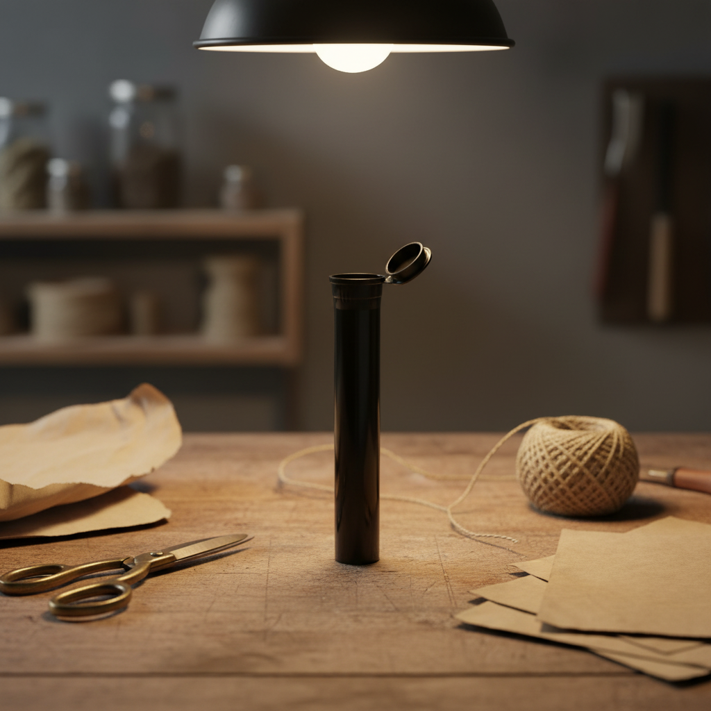 116mm Opaque Child Resistant Tube | Secure & Eco-Friendly Storage Packaging - Workspace Scene