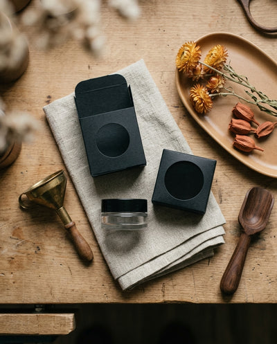 Blank Boxes for Jars — workspace flatlay