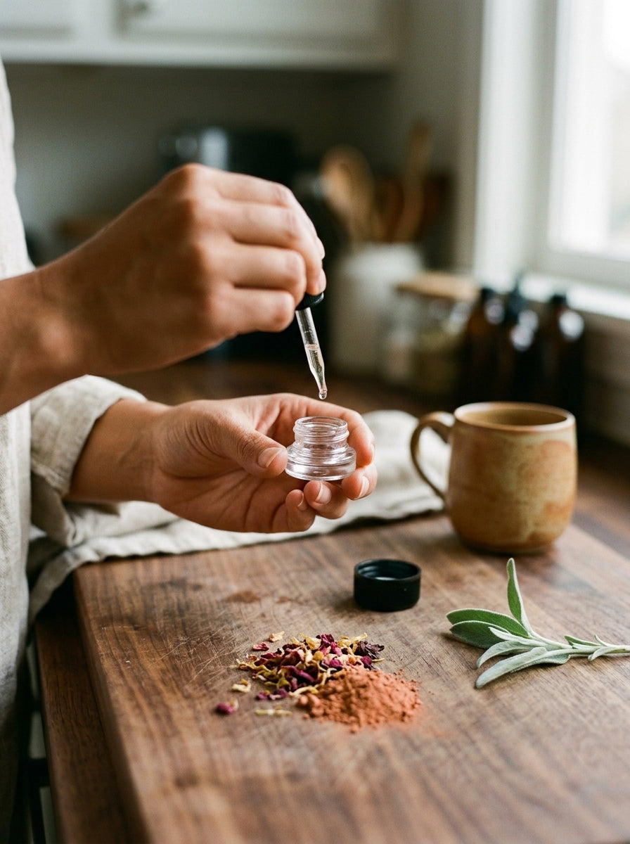 5ml Child Resistant Jar with Black Lids — in use on a craft bench