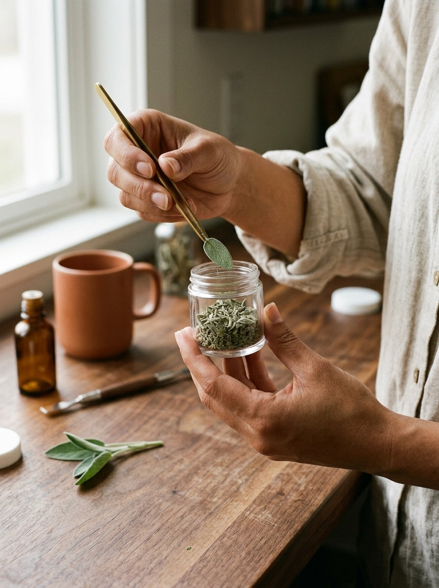 6ml Glass No-Neck Jar — in use on a craft bench