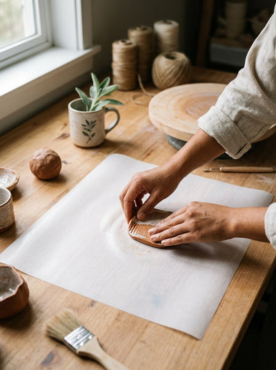 Silicone Release Paper Nonstick Coated Glassine Paper — in use on a craft bench