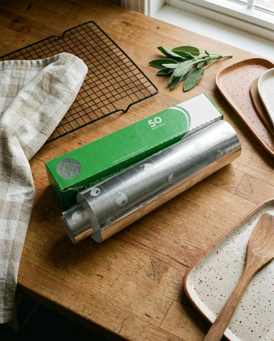 Kraft & Kitchen Wrap Foil Backed Parchment — workspace flatlay