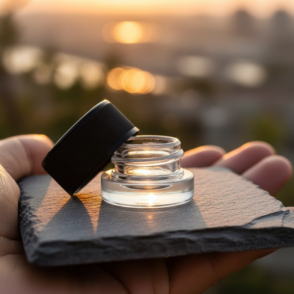 5ml Child Resistant Jar with Black Lids - Detail Closeup