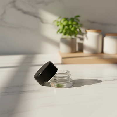 5ml Child Resistant Jar with Black Lids - Kitchen Lifestyle