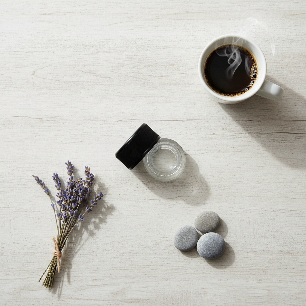 5ml Child Resistant Jar with Black Lids - Overhead Flatlay