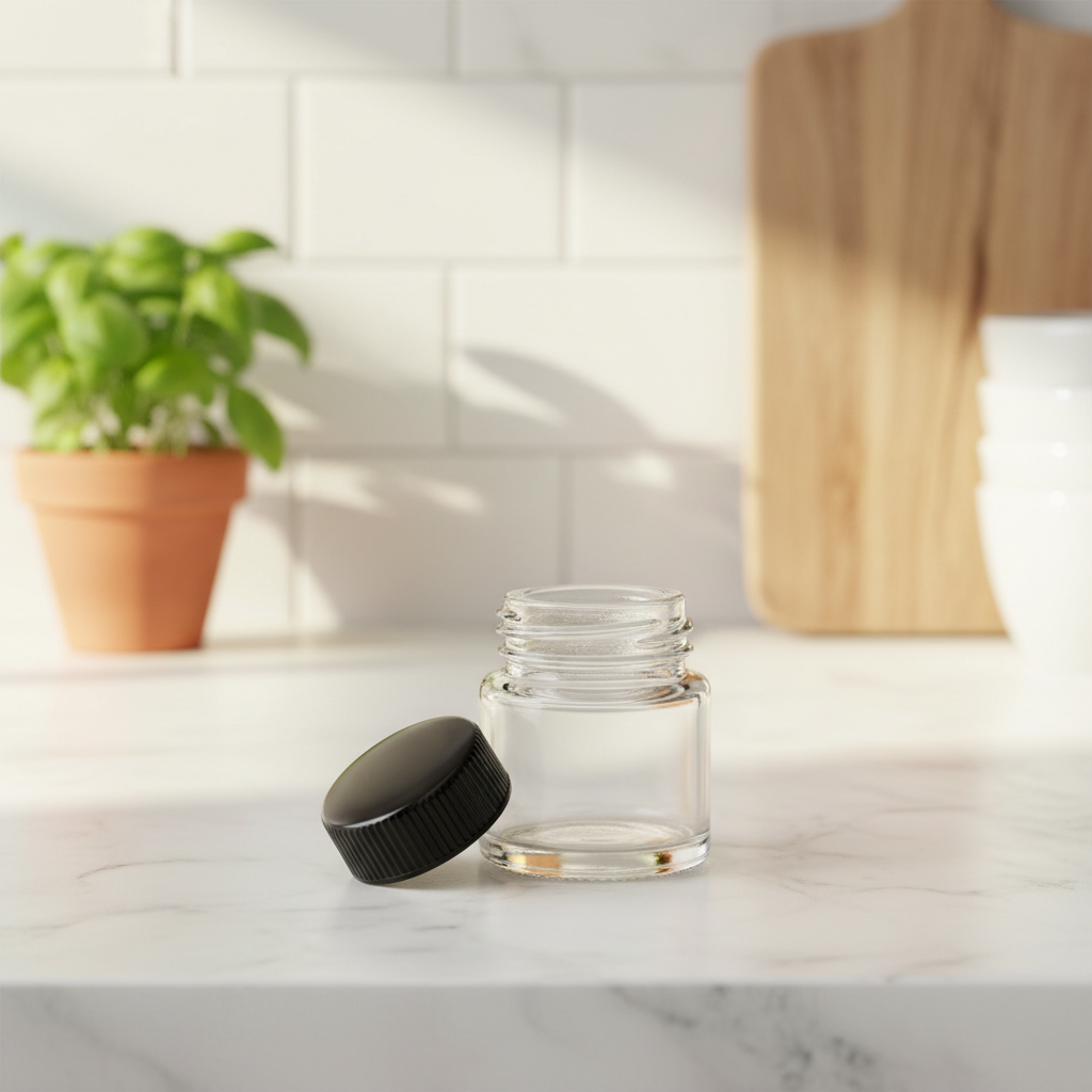 5ml Screw Top Jar with Black Lids - Kitchen Lifestyle