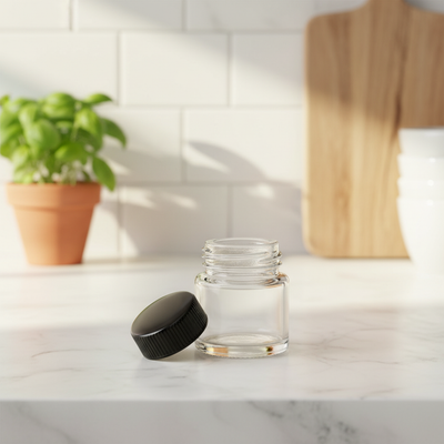 5ml Screw Top Jar with Black Lids - Kitchen Lifestyle