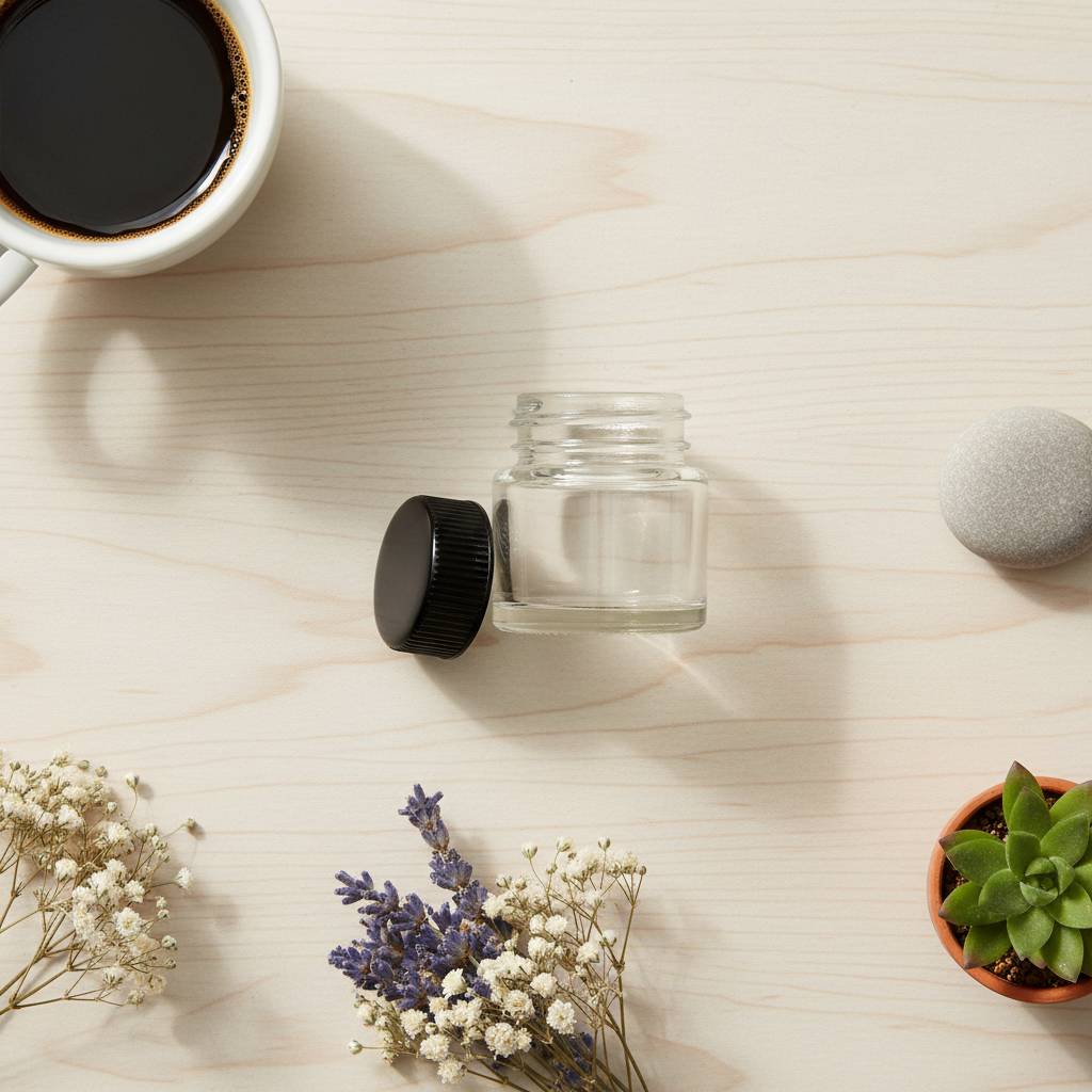 5ml Screw Top Jar with Black Lids - Overhead Flatlay