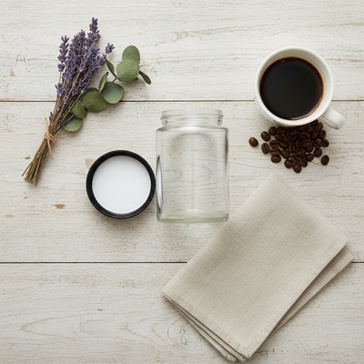 5oz Glass Jar with Black CR Lid - Overhead Flatlay