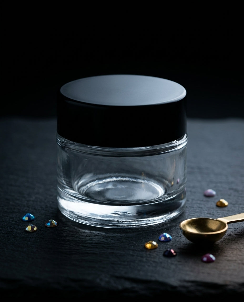 5ml Round Bottom Child Resistant Jar with Black Lids — in craft-studio context