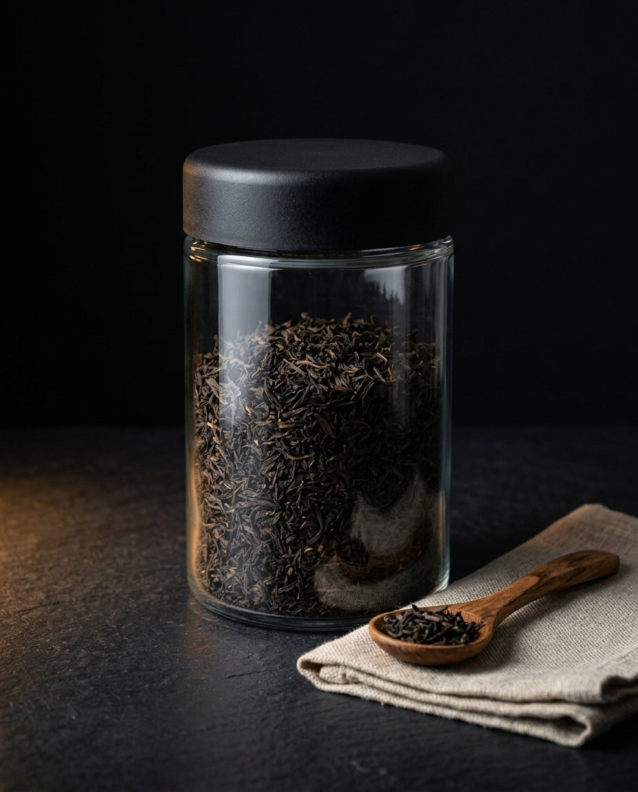 5oz Glass Jar with Black CR Lid — in craft-studio context