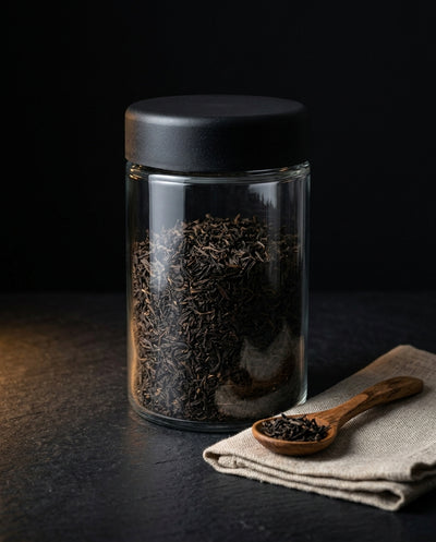 5oz Glass Jar with Black CR Lid — in craft-studio context