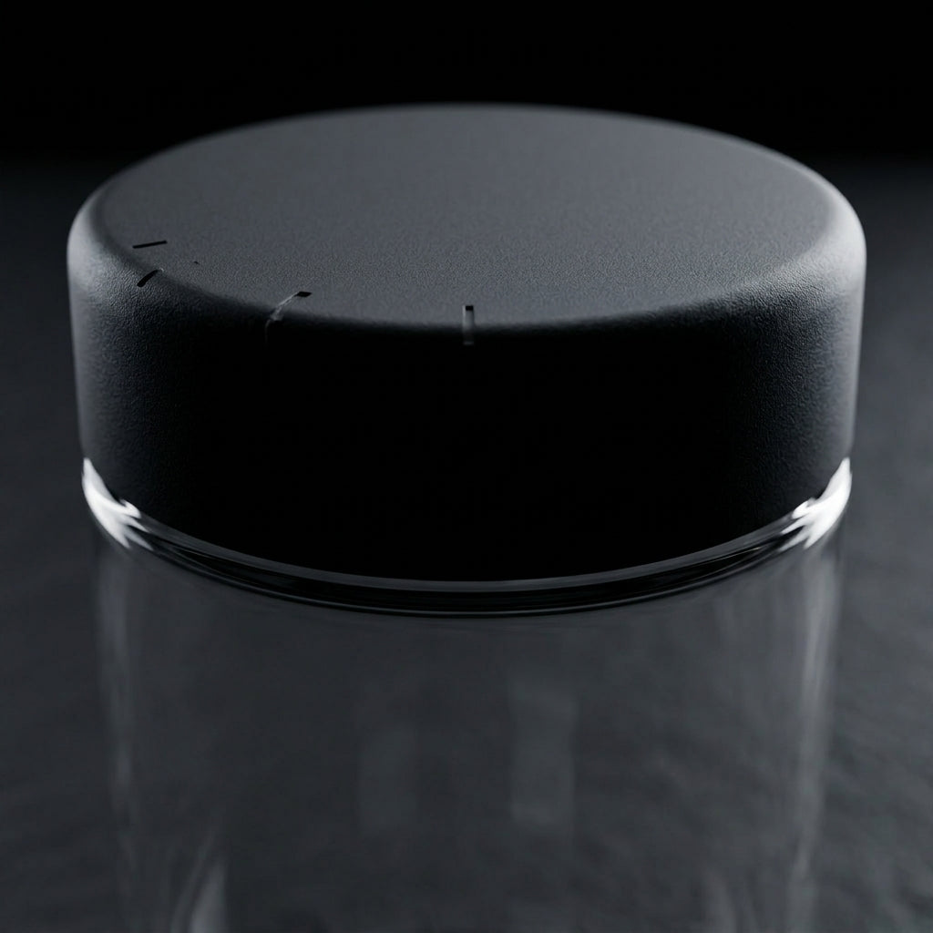 5oz Glass Jar with Black CR Lid — finish and closure detail