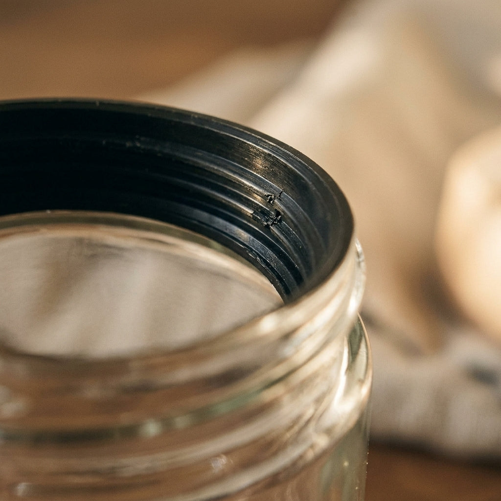 5oz Glass Jar with Black CR Lid — material and finish detail