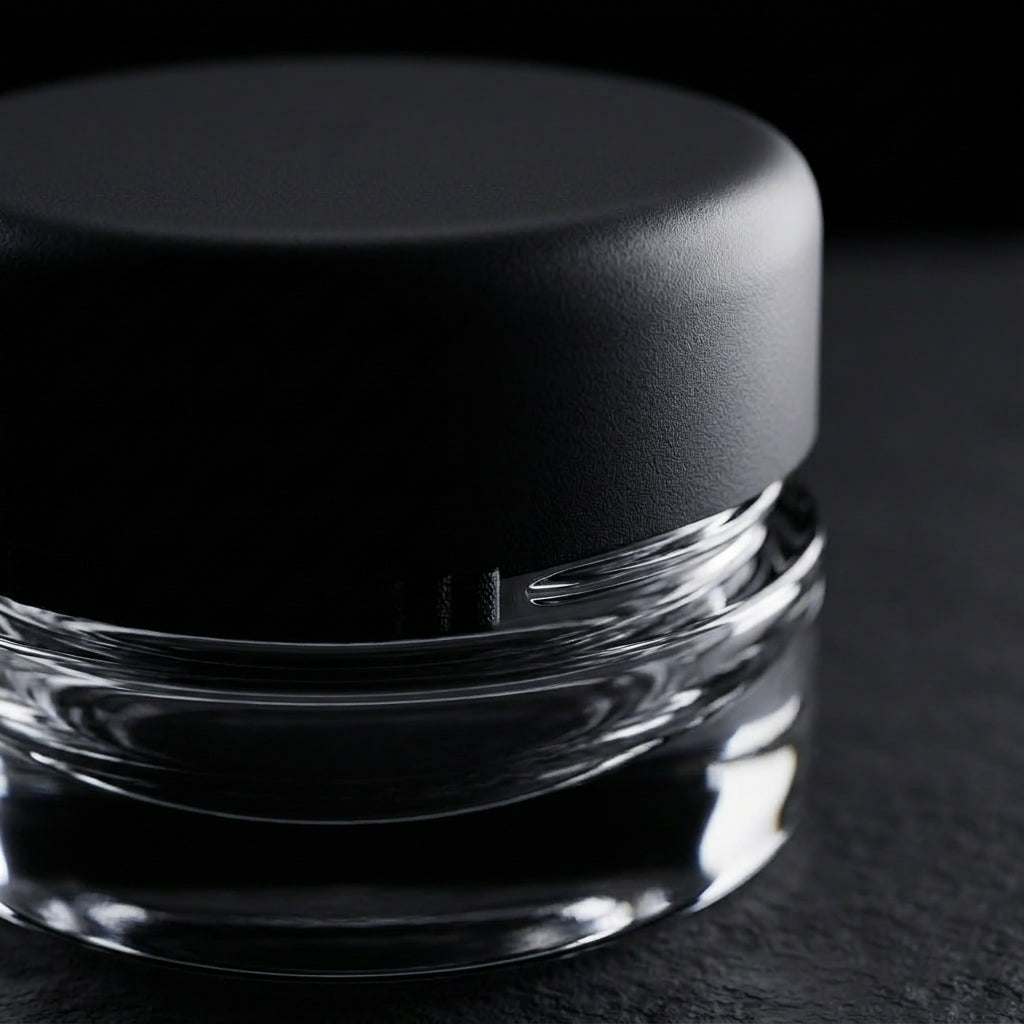 9ml Round Bottom Child Resistant Glass Jar with Lids — finish and closure detail