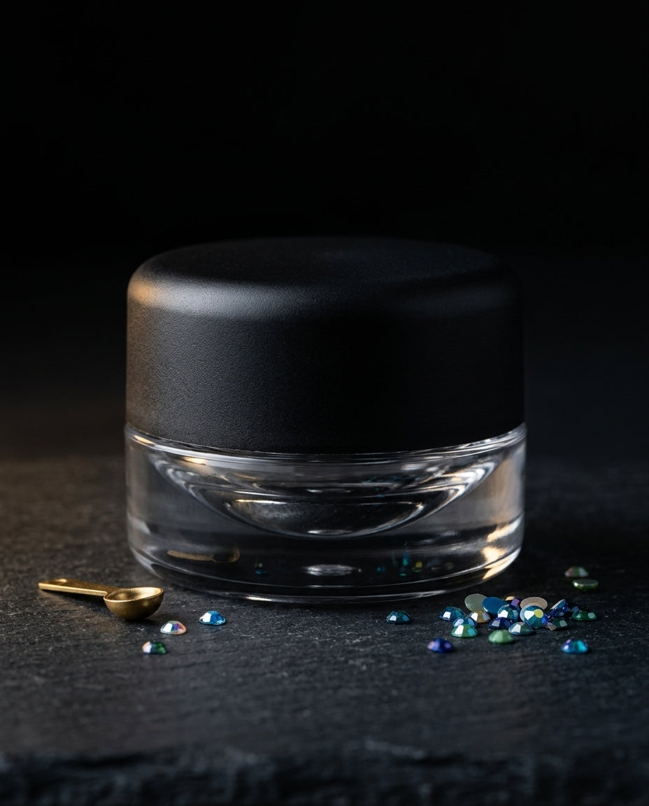 7ml UV Resistant Round Bottom Jar with Child Resistant Black Lids — in craft-studio context