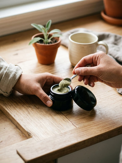 7ml UV Resistant Round Bottom Jar with Child Resistant Black Lids — in use on a craft bench