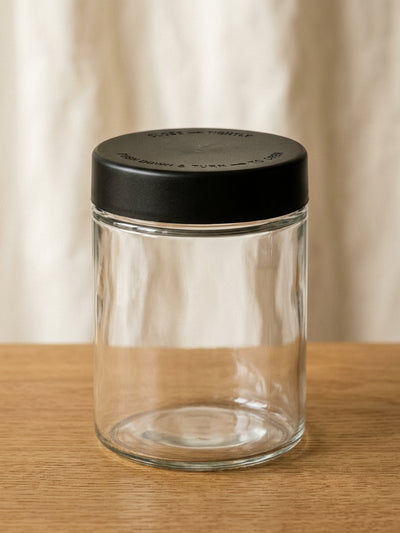 18 oz Child-Resistant Glass Jars (24 Pack) - Airtight, Odor-Proof Specialty Packaging with Black Lids — product shot
