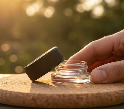 9ml Child Resistant Jar with Black Lids - Detail Closeup