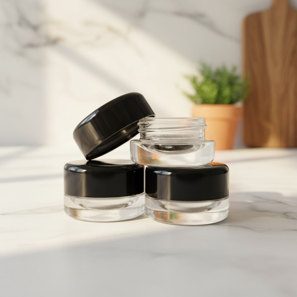 9ml Round Bottom Child Resistant Glass Jar with Lids - Kitchen Lifestyle