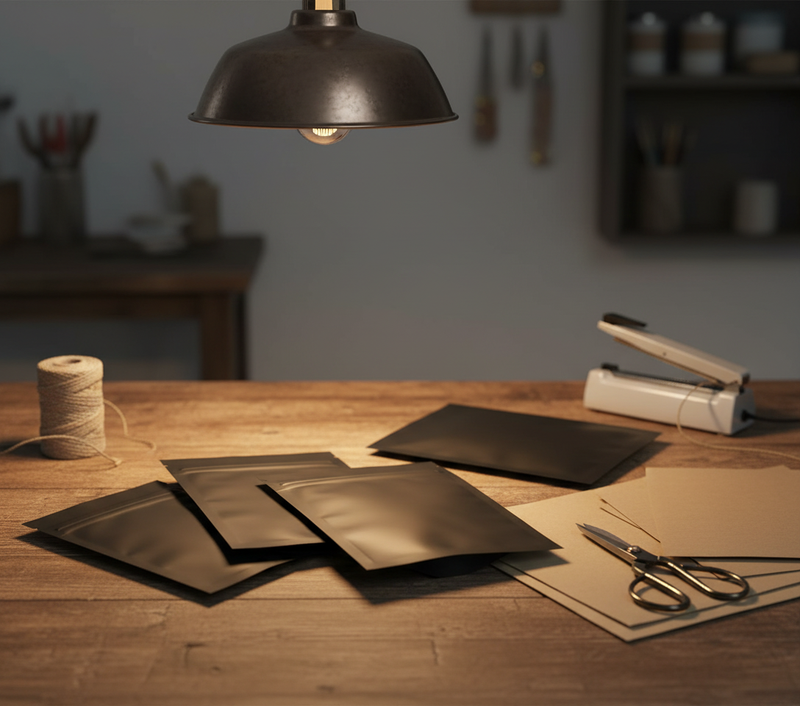 Mylar Bags for Storage - Workspace Scene