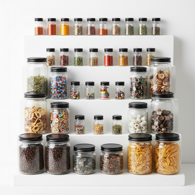 Lifestyle use case image for 7ml screw top jars with black lids