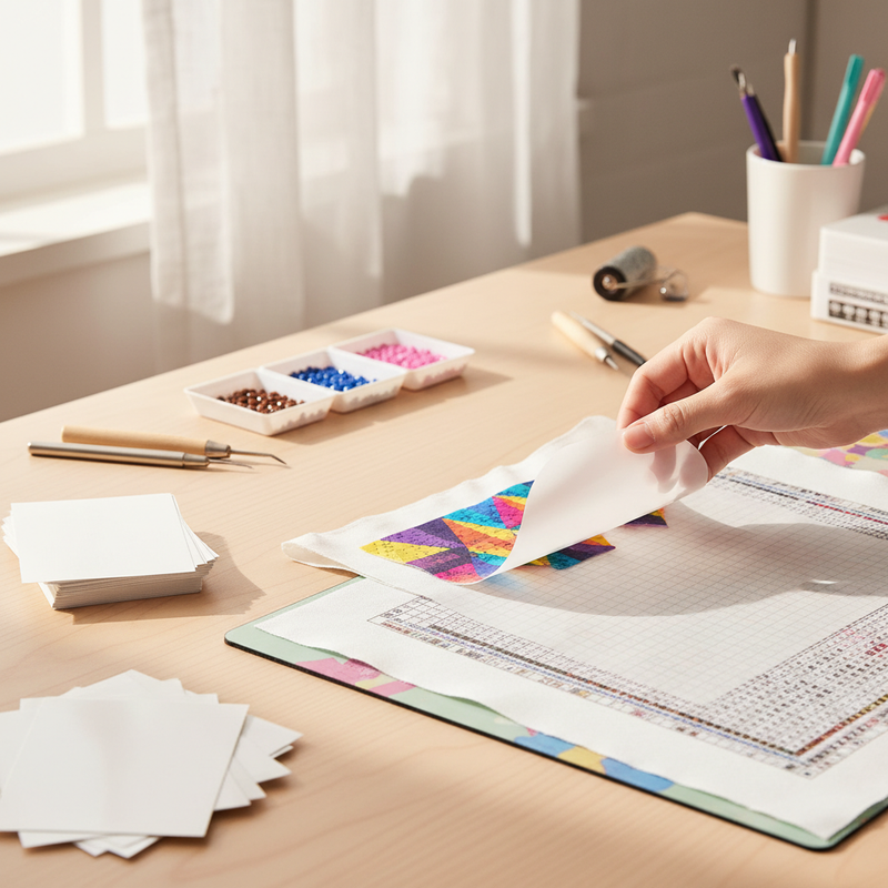 Lifestyle image - silicone release paper for diamond painting and storage