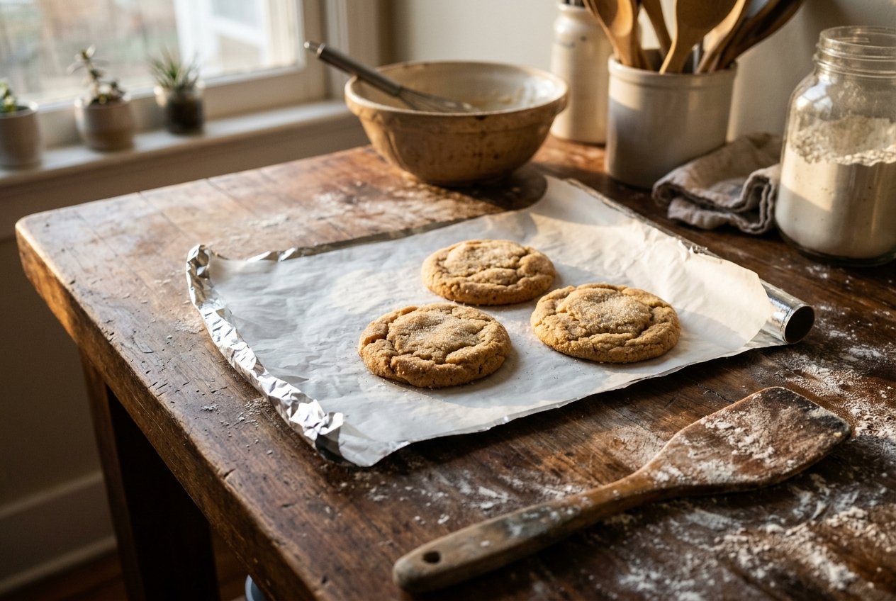 Foil-backed parchment with sugar cookies, the Hard-to-Find Corner launch product.