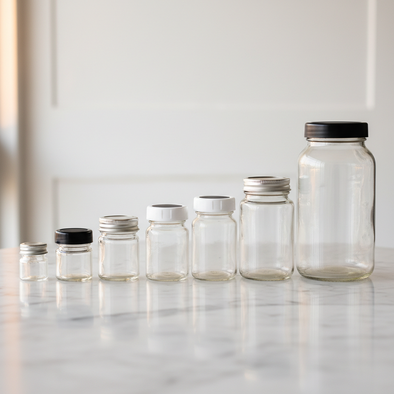 Glass Jar Size Chart Specs for 5ml to 18oz Jars Kraft & Kitchen