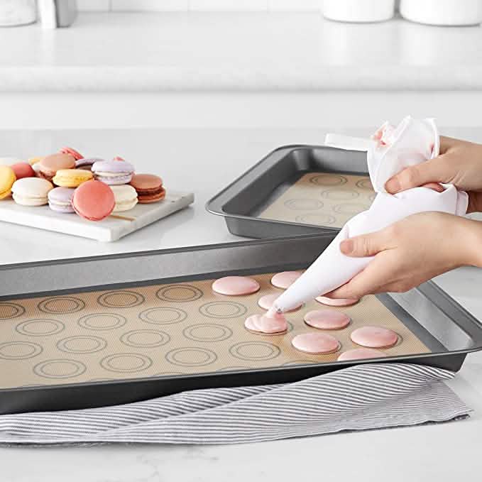 Silicone Baking Mat with Macaron Guides, 2 Pack