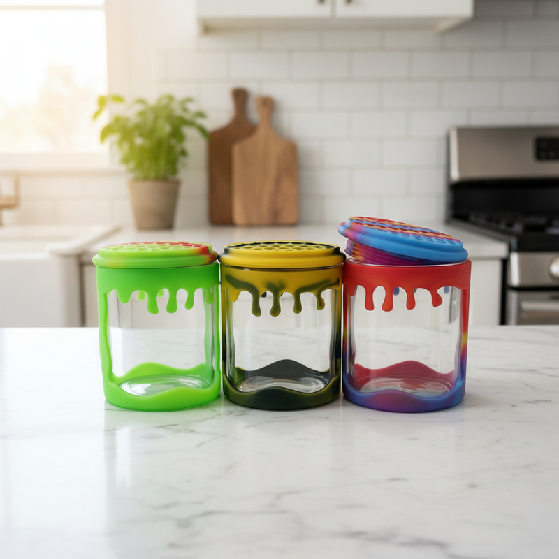3oz Honey Jar with Silicone Jacket - Kitchen Lifestyle
