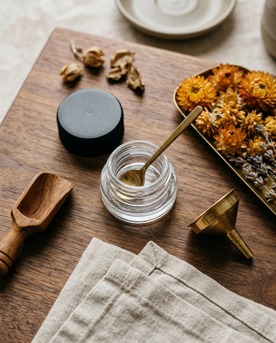 5ml Child Resistant Jar with Black Lids — workspace flatlay