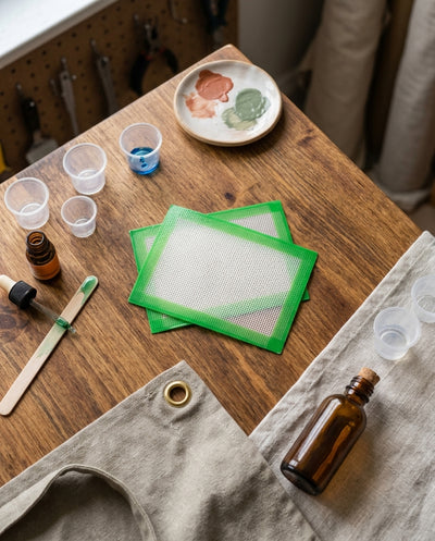 Tiny Silicone Pads Set of 2 — workspace flatlay