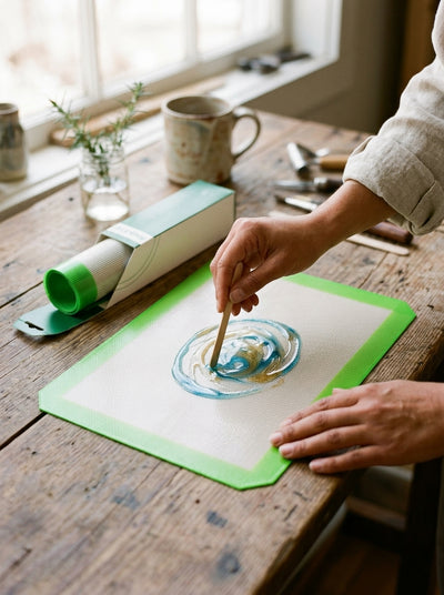 Platinum Silicone Nonstick Pads — in use on a craft bench