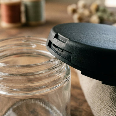 3oz Glass Jar with Black CR Lid — material and finish detail