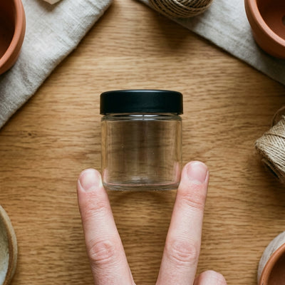 3oz Glass Jar with Black CR Lid — size reference