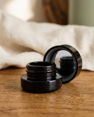 5ml UV Resistant Round Bottom Jar with Child Resistant Black Lids — product shot