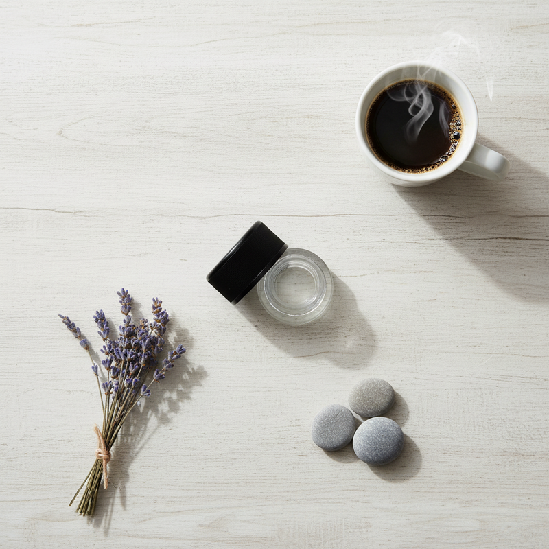 5ml Child Resistant Jar with Black Lids - Overhead Flatlay