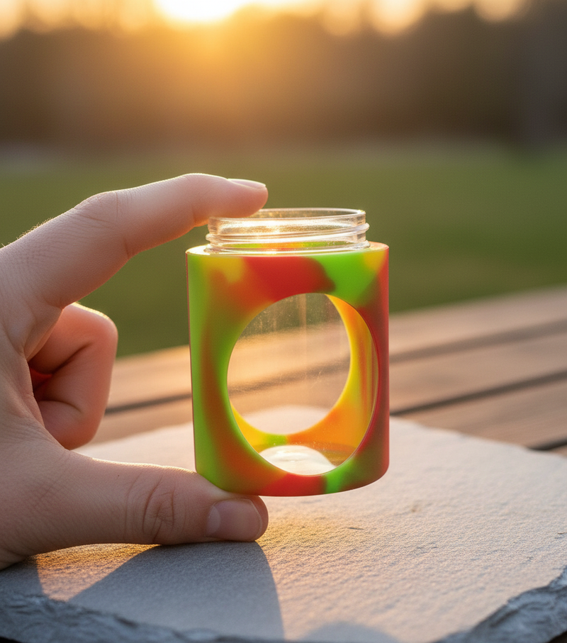 5oz Jar with Silicone Jar Jacket and Secret Container - Detail Closeup