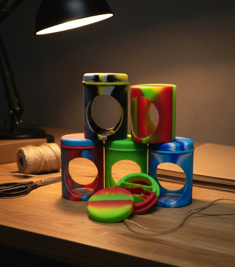 5oz Jar with Silicone Jar Jacket and Secret Container - Workspace Scene