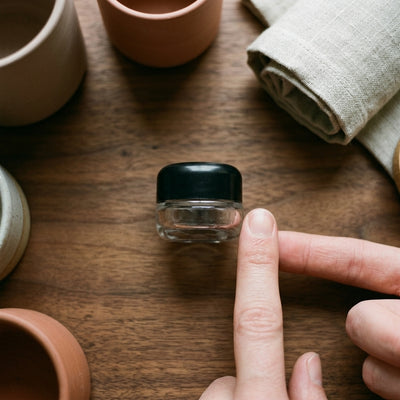5ml Round Bottom Child Resistant Jar with Black Lids — size reference