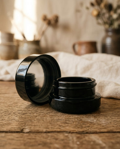 7ml UV Resistant Round Bottom Jar with Child Resistant Black Lids — product shot