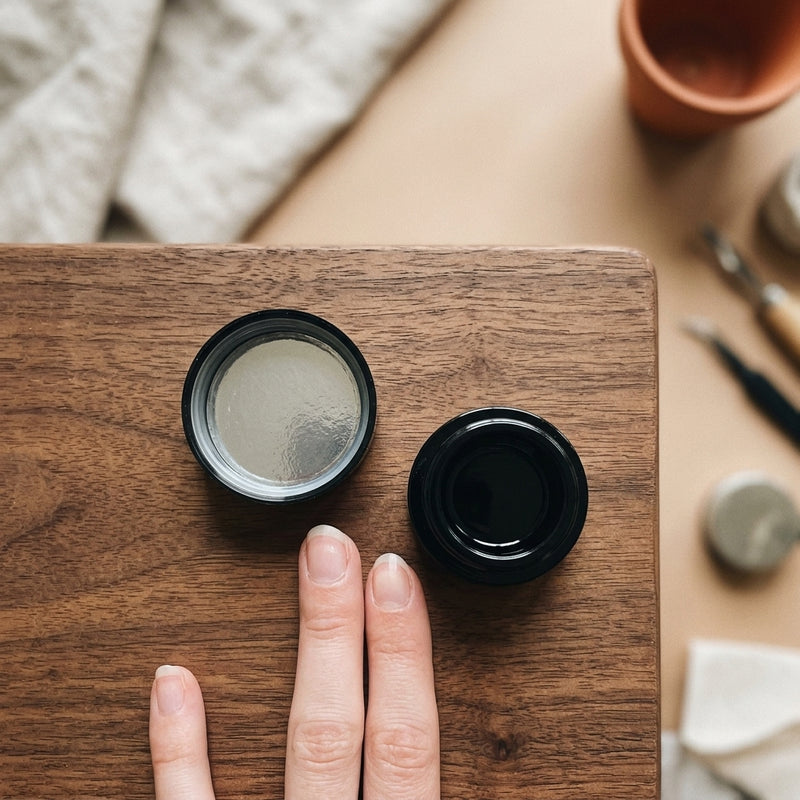 7ml UV Resistant Round Bottom Jar with Child Resistant Black Lids — size reference