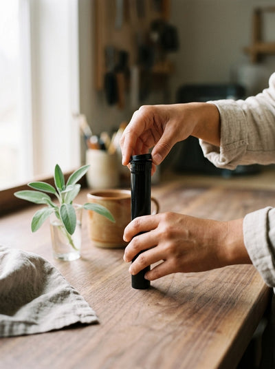 116mm Opaque Child Resistant Tube — in use on a craft bench