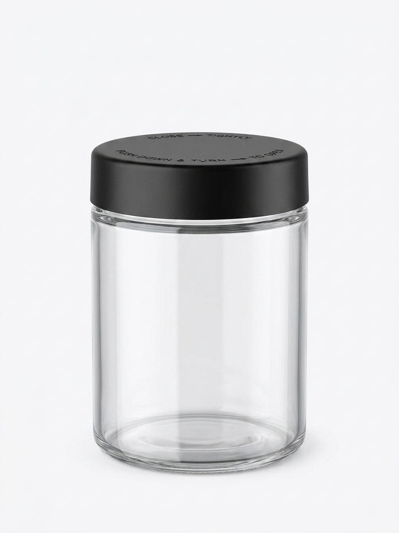 18 oz Child-Resistant Glass Jars (24 Pack) with Airtight Black Lids