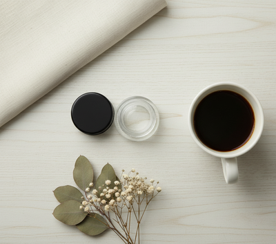 9ml Child Resistant Jar with Black Lids - Overhead Flatlay