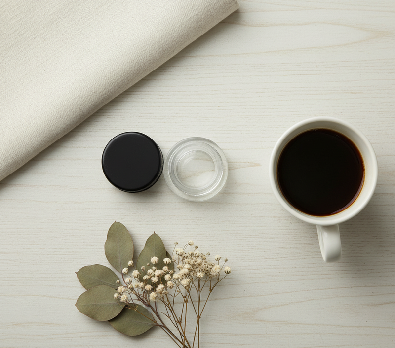 9ml Child Resistant Jar with Black Lids - Overhead Flatlay