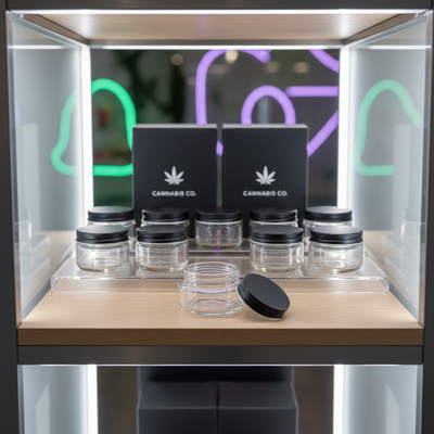 Lifestyle use case image for 9ml child resistant jar with black lids